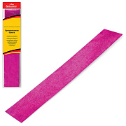 Цветная бумага КРЕПИРОВАННАЯ BRAUBERG, МЕТАЛЛИК, растяжение до 35%, 50г/м, розовая, 50*100см,