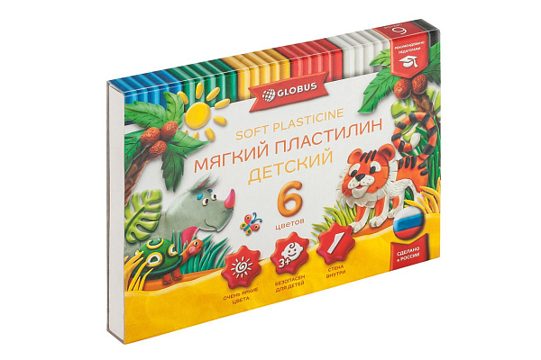 Пластилин 6 цв. детский повышенной мягкости