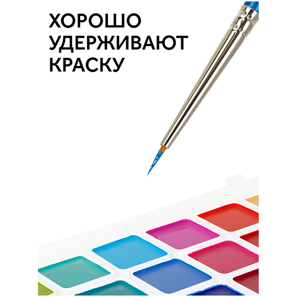 Кисть синтетика №1, "Гамма", деревянная ручка, круглая форма кисти