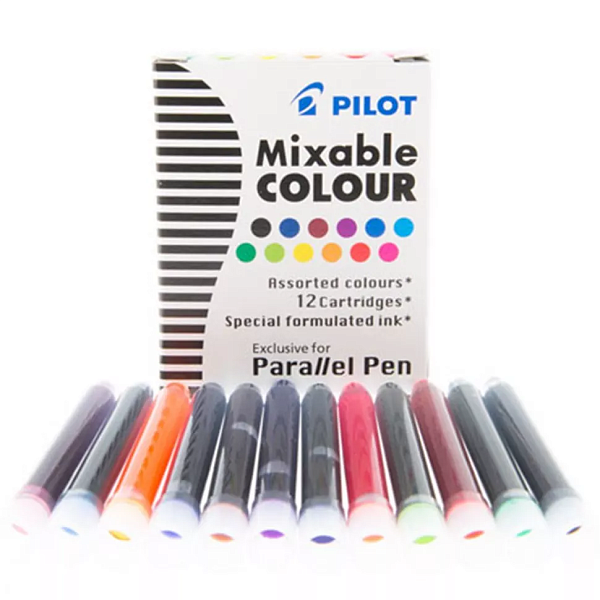 Набор картриджей IC-P3-AST 12 цветов для каллиграфических ручек  Pilot Parallel Pen 