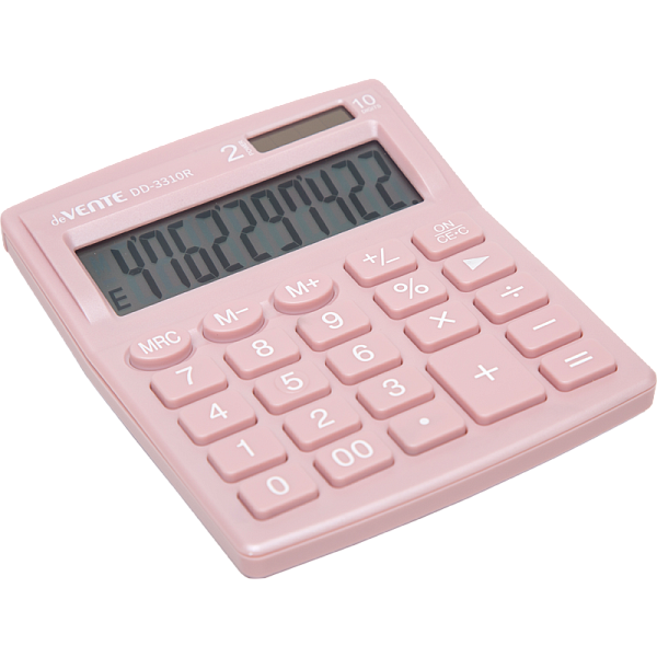 Калькулятор 10 разр., "deVENTE" DD-3310R, 105x127x21 мм, пудровый, автоматическое вычисление процентов, функция смены знака, коррекция последнего введенного значения, работа с памятью, двойное питание, автоматическое отключение, прорезиненные ножки, 