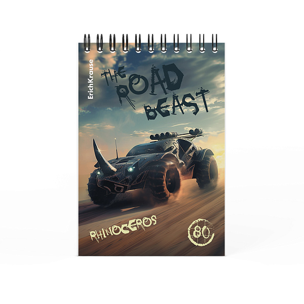 Блокнот А6 80 л. на спирали ErichKrause Road Beast, MIX-PACK