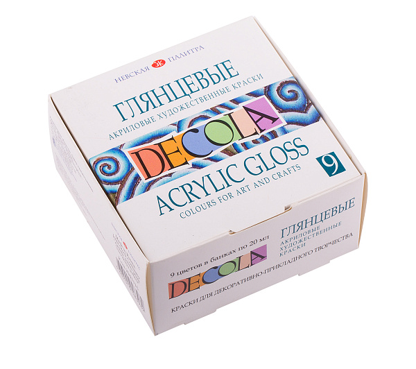 Акрил 9 цв. 20 мл. Декола глянц., банка 