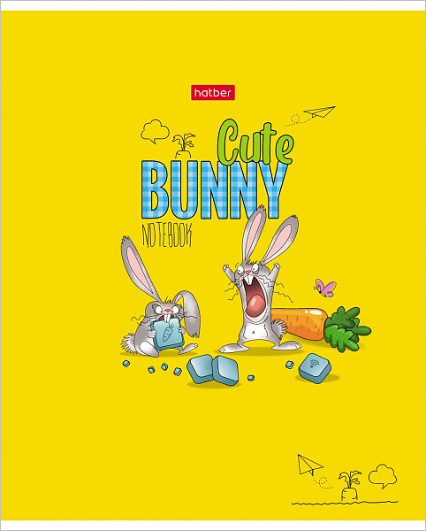 Тетрадь 48 л. кл. "Милый зайка" 65г/кв.м мат.ламин. 5 диз.в блоке скругл.углы