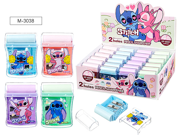 Точилка 2 отв. "Ушастик" с контейнером, пластиковая, с ластиком, МИКС 4 вида