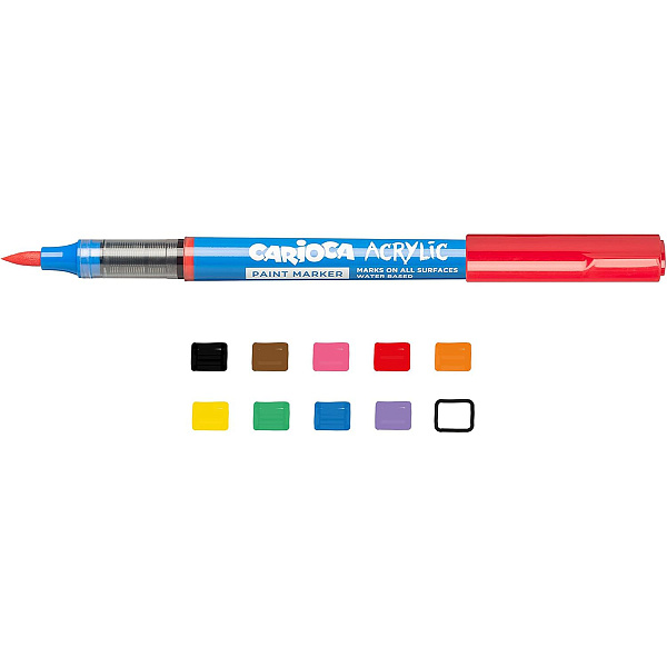 Набор маркеров Carioca Paint Marker  10 цв.  10 шт.  кисть  акрил