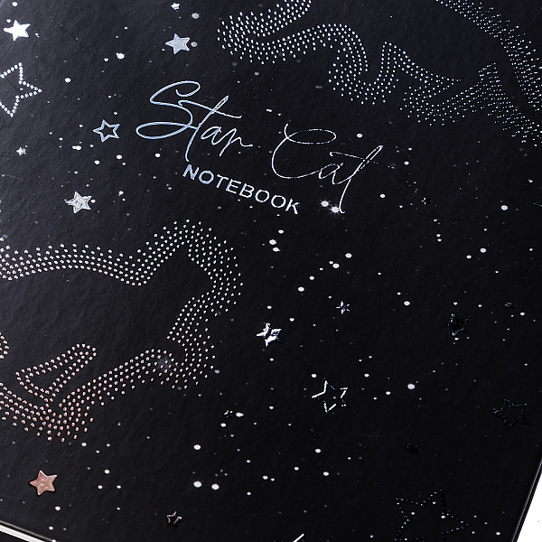 Бизнес-блокнот А5 80 л. кл. "Звездный котик" 167х216мм 5-цв. блок тв.переплет мат.ламин. 3D фольга