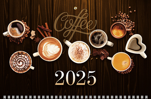 Календарь 2025 3-х блоч. на 1 гр. ЭКОНОМ "Кофейный аромат" 298х690мм Бумага Офсет 2-х цв. блок с бегунком