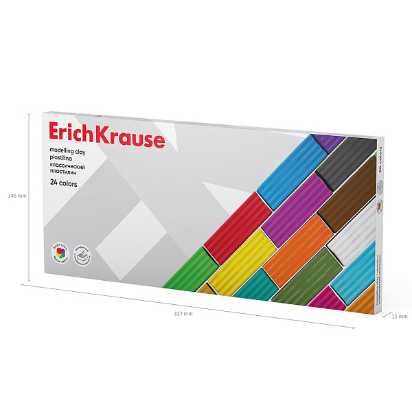 Пластилин 24 цв. ErichKrause классический, 384 г 