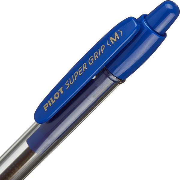 Ручка шариковая автомат. 1,0 мм Pilot Super Grip СИНЯЯ, синий резиновый грип, чернила на масляной основе
