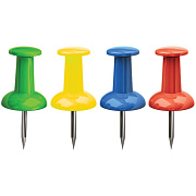 Кнопки канцелярские силовые 50 штук, диаметр 8,5 мм, цветные в форме гвоздика, в картонной коробке