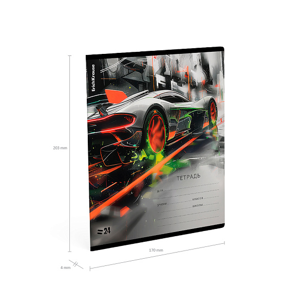 Тетрадь 24 листа в линию "Adrenaline Speed" ErichKrause (в плёнке по 10 шт.)_MIX-PACK