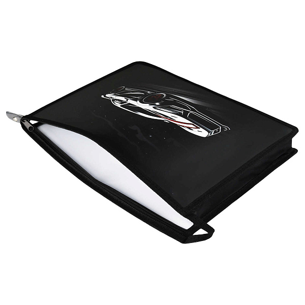 Папка для школьных тетрадей пластиковая "БОЛИД" (полипропилен, формат А4, 33x23х7 см, 1 отделение (-я), молния, дно с расширением, УФ-печать)