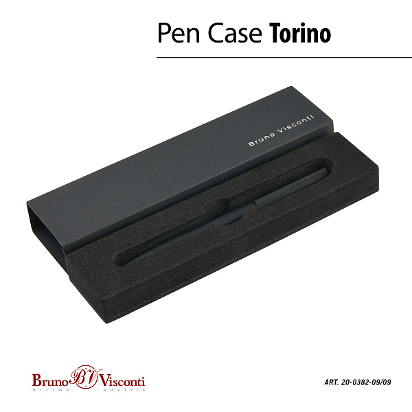 Ручка "TORINO" в подарочном футляре, 1,0 ММ, СИНЯЯ (корпус черный, футляр черный)