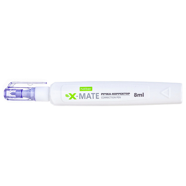 Корректирующая ручка 8 мм Hatber X-Mate с гибрид.наконечником с колпачком и клипом в картонной Дисплей-витрине 