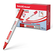 Маркер для доски ErichKrause® W-170, цвет чернил красный (в коробке по 12 шт.)