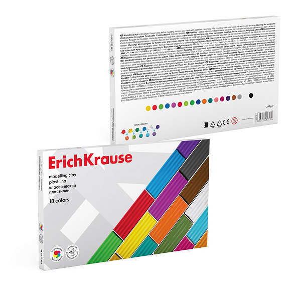 Пластилин 18 цв. ErichKrause классический, 288 г (в коробке )