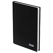 Ежедневник датированный 2026г А5, 168 листов, обложка бумвинил Черный