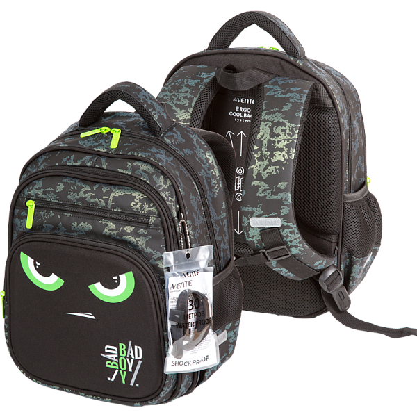 Рюкзак "deVENTE. Grade. Bad Boy" школьный жесткий 37x28x16 см (16 л) вес 700 г, 1 отд. на молнии с разделителями для учебников, 1 отделение с органайзером, 2 передних кармана, 2 боковых кармана сеткой на резинке, эргономичная формоустойчивая вентилир