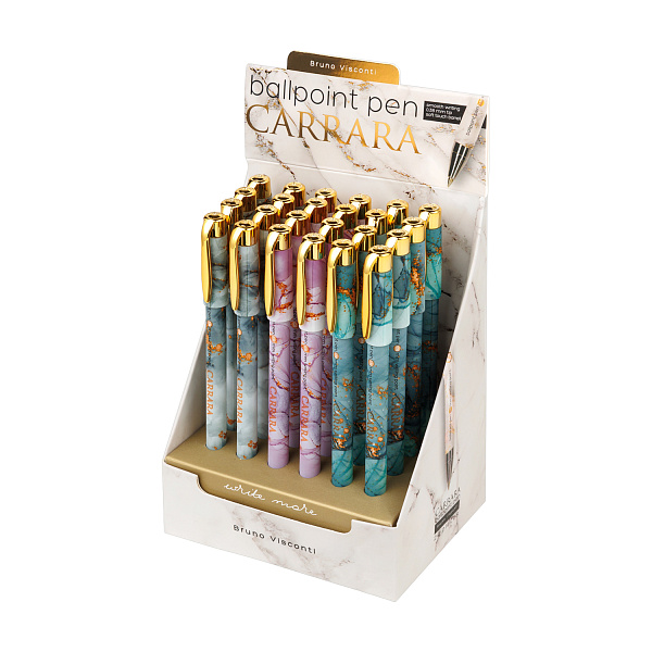 Ручка шариковая 0,38 мм "Carrara.Bright" СИНЯЯ  3 ВИДА