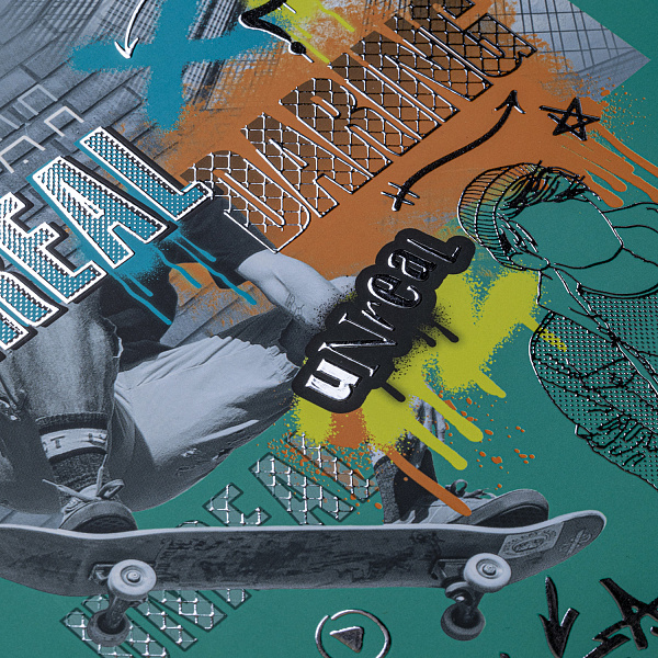 Тетрадь 48 л, А5, клетка "Нереально смелый" мат.ламин. 3D фольга 5 диз.в блоке скругл.углы