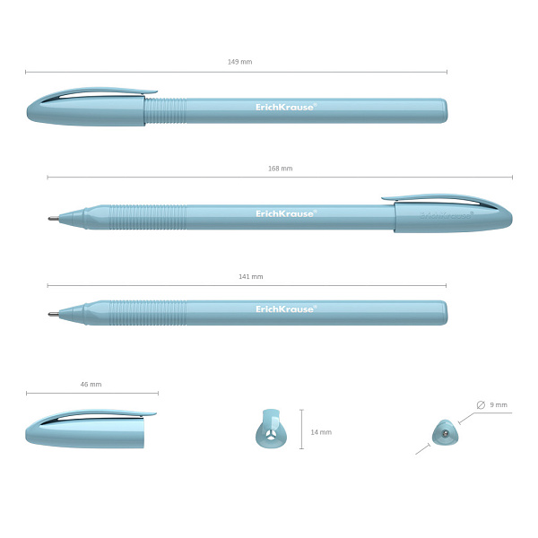 Ручка шариковая ErichKrause U-108 Stick Pastel 0.7, Ultra Glide Technology, СИНЯЯ