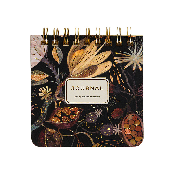 Блокнот 90*90 60 л. на гребне "POCKET JOURNAL" "НОЧНЫЕ ЦВЕТЫ" тв.переплет