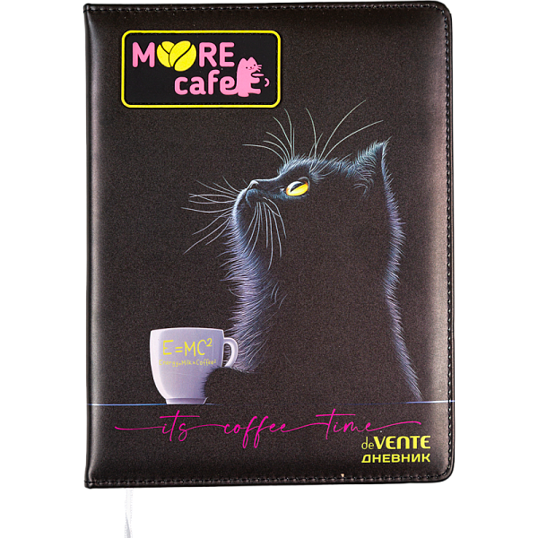 Дневник "deVENTE. MooreCafe" универсальный блок, 48 листов, белая бумага 80 г/м², печать в 1 краску, твердая обложка из искусственной кожи с поролоном, цветная печать, цветная объемная аппликация rubber patch, отстрочка, 1 ляссе