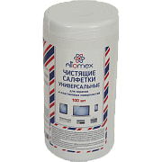 Чистящие салфетки для экранов и пластика "Attomex" в тубе 100 шт, влажные универсальные 
