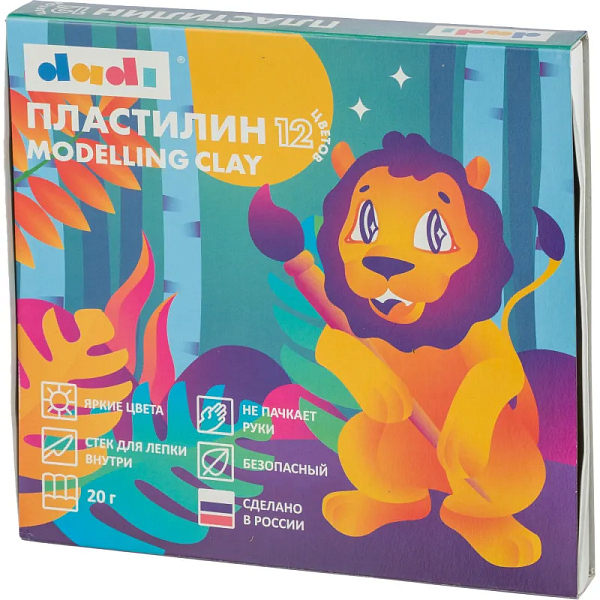 Пластилин 12 цв. 240 гр DADI со стеком