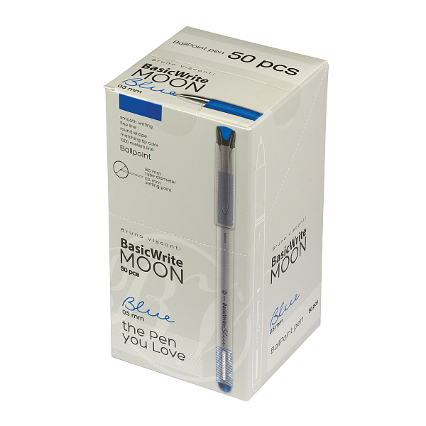 Ручка шариковая 0,5 мм Bruno Visconti "BasicWrite.Moon"  СИНЯЯ