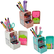 Подставка для пишущих принадлежностей пластиковая "deVENTE. Fridge" 10×8,5×14 см, фигурная, с дополнительными секциями для хранения, ассорти 3 цвета