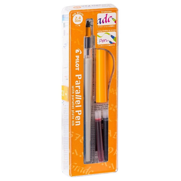 Перьевая ручка для каллиграфии PILOT Parallel Pen 2,4мм, 2 картриджа (черный, красный)