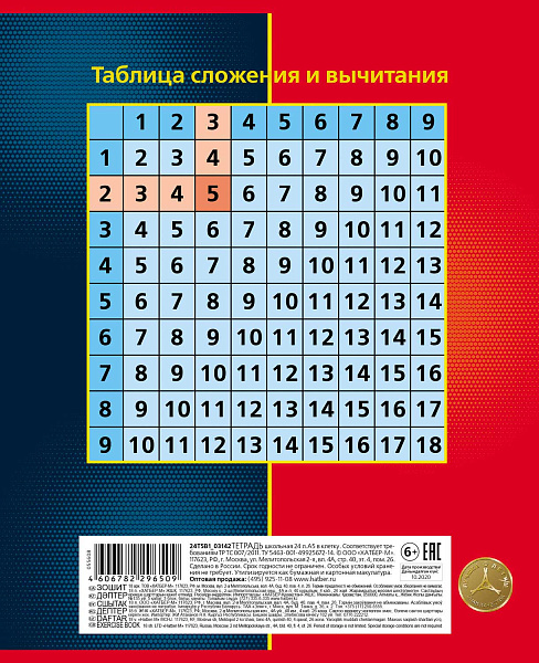 Тетрадь 12 листов в крупную клетку "Мощный и быстрый" 65г/кв.м на скобе 5 диз.в блоке скругл.углы 