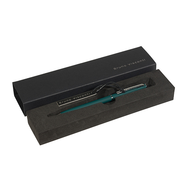 Ручка "PALERMO" в подарочном футляре, 0.7 ММ, СИНЯЯ (корпус зеленый, футляр черный)