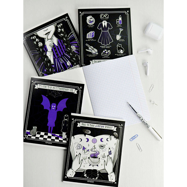 Тетрадь 48 л. кл. "МИЛАЯ ГОТИКА" мягкий переплёт (2 скобы), обложка - выборочный ТВИН лак, мелованный картон 190 г/м², Упаковка Ассорти/