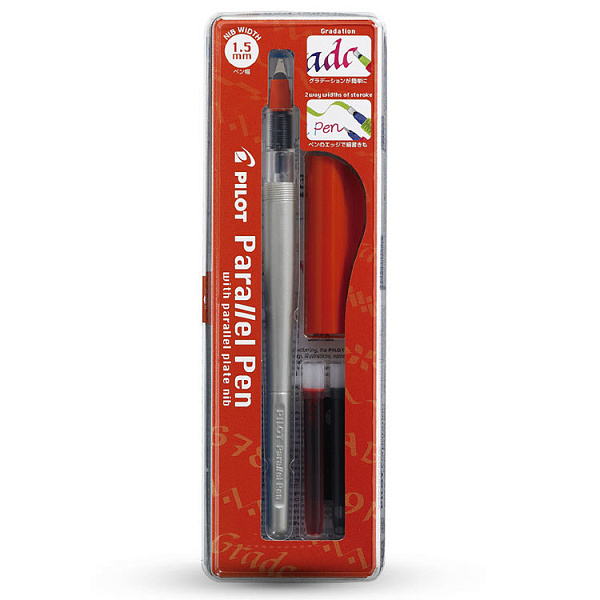 Перьевая ручка для каллиграфии PILOT Parallel Pen 1,5мм, 2 картриджа (черный, красный)