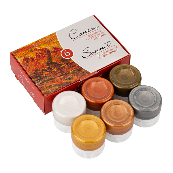 Гуашь 6 цв. 20 мл. металлик Сонет 