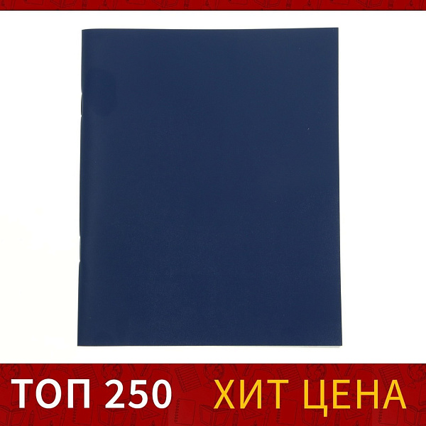 Тетрадь 48 листов, клетка, обложка бумвинил синий, блок №2