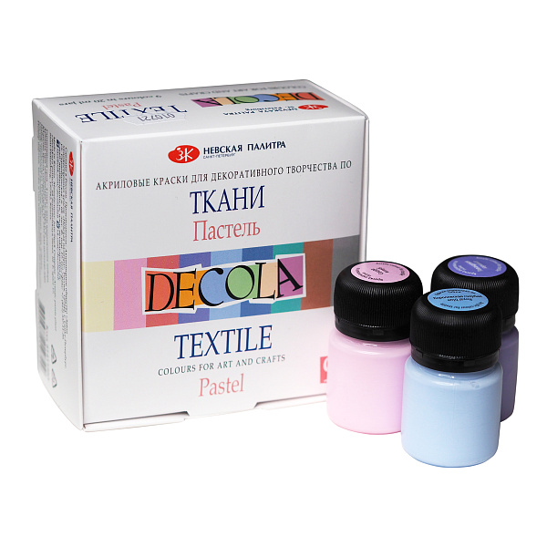 Акрил по ткани 9 цв. 20 мл (банка) DECOLA "Пастель" 