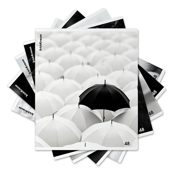 Тетрадь 48 листов клетка "Black Focus", матовая ламинация+выборочный УФ-лак ErichKrause _MIX-PACK