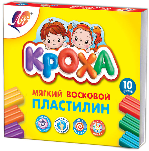 Пластилин 10 цв. Луч мягкий "Кроха"