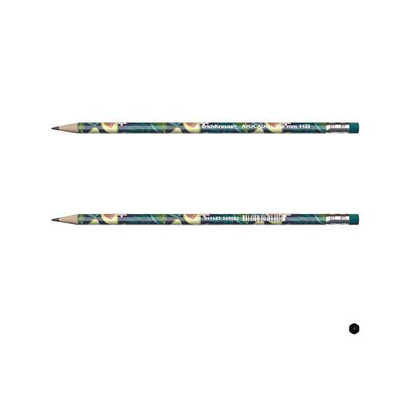 Карандаш ч/г HB ErichKrause Avocado с ластиком трехгранный 