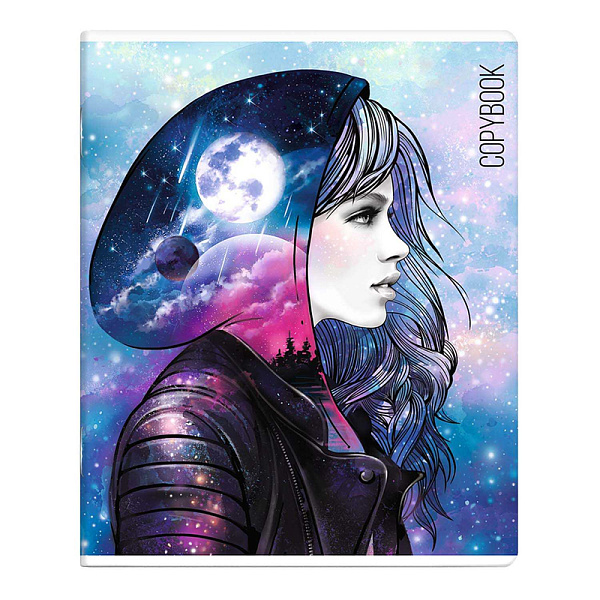 Тетрадь 48 л. кл. "МОЯ ВСЕЛЕННАЯ" /обложка - печать по фольге, выборочный ТВИН УФ-лак, мелованный картон 210 г/м², Упаковка Ассорти/