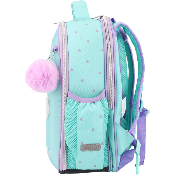 Рюкзак "deVENTE. Junior. Little Rabbit" школьный жесткий 35x27x13 см (14 л) вес 800 г, плотный износостойкий полиэстер с водоотталкивающей пропиткой, 2 просторных отделения на молнии (одно отделение с разделителями для учебников и органайзером, друго