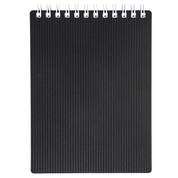Блокнот А6 80 л. кл. Пластиковая обложка на гребне VELVET Черный
