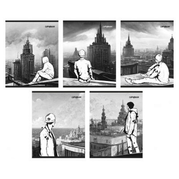 Тетрадь 96 л. кл. "ПЕРСПЕКТИВА" (на скрепке, блок белый офсет 65гр/м2, белизна-100%, обложка сплошной ТВИН-лак+УФ-лак, мелован. картон 200гр/м2)