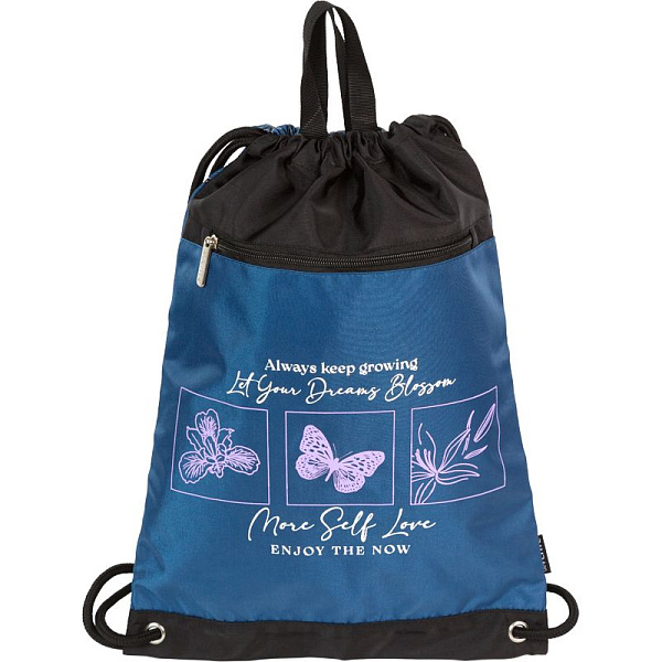 Сумка для сменной обуви и спортивных секций "deVENTE. Fashion" 33x46 см, плотный износостойкий полиэстер с водоотталкивающей пропиткой, большой передний карман на молнии, аппликация из каучука, на веревочной завязке, с 2-мя ручками для повеса и перен