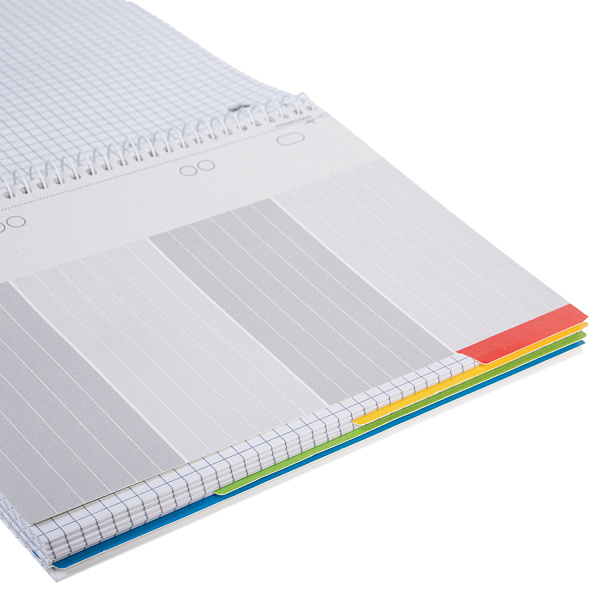 Тетрадь А5 120 л. тв. обл. на спирали Soft-touch-Маяк 4 цв. разделителя перфорация ламинация