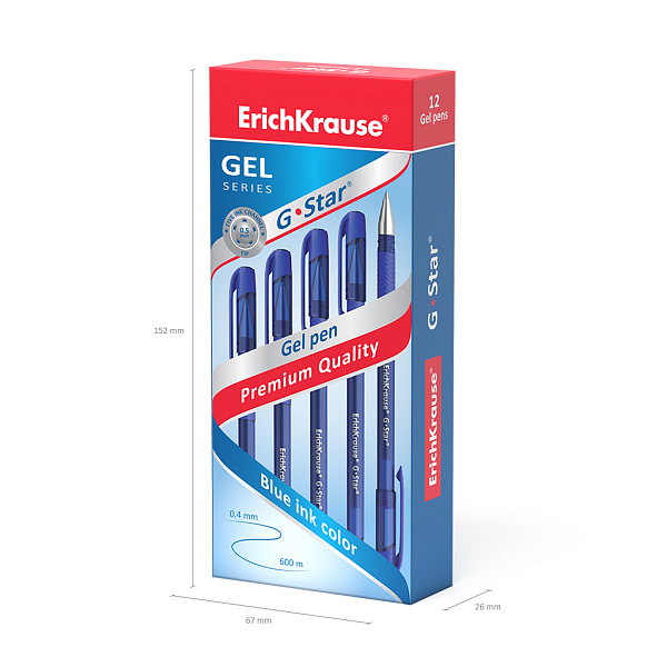 Ручка гелевая ErichKrause G-Star 0.5, синяя 